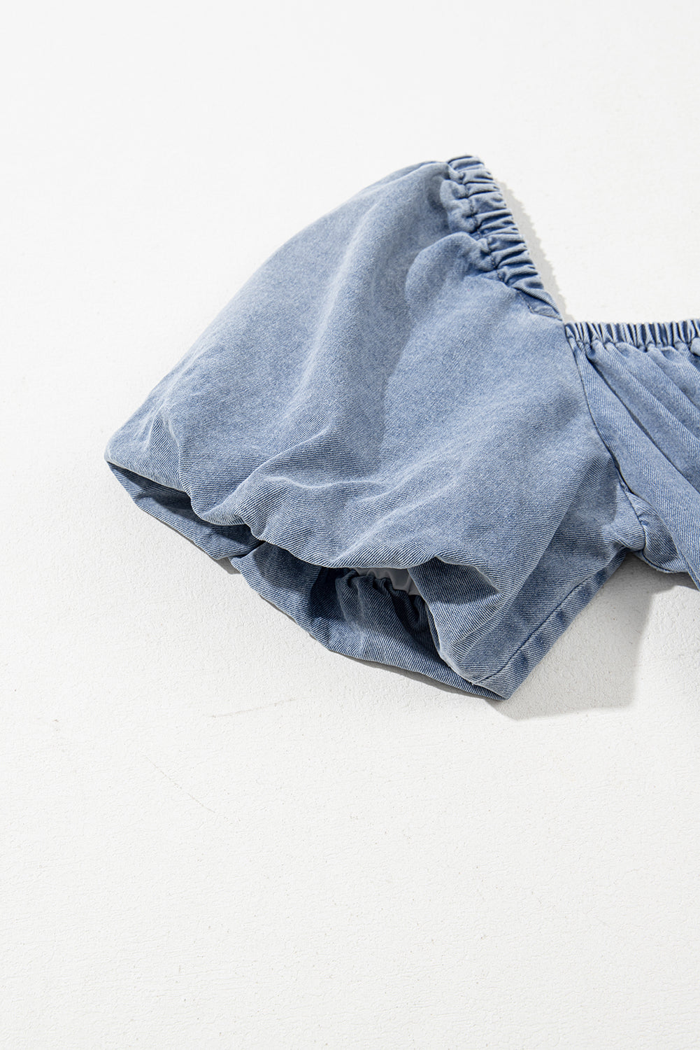 Bubble Neck Sleeve Square Denim Babydoll Dress