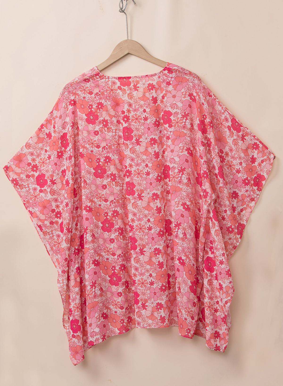 Blouse for Women V Neck Kimono Style Bohemian Floral-Print