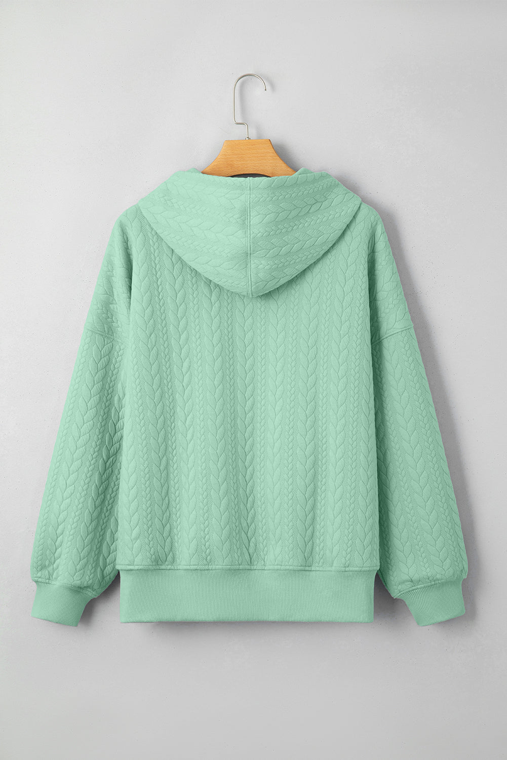 Cable Textured Baggy Solid Hoodie