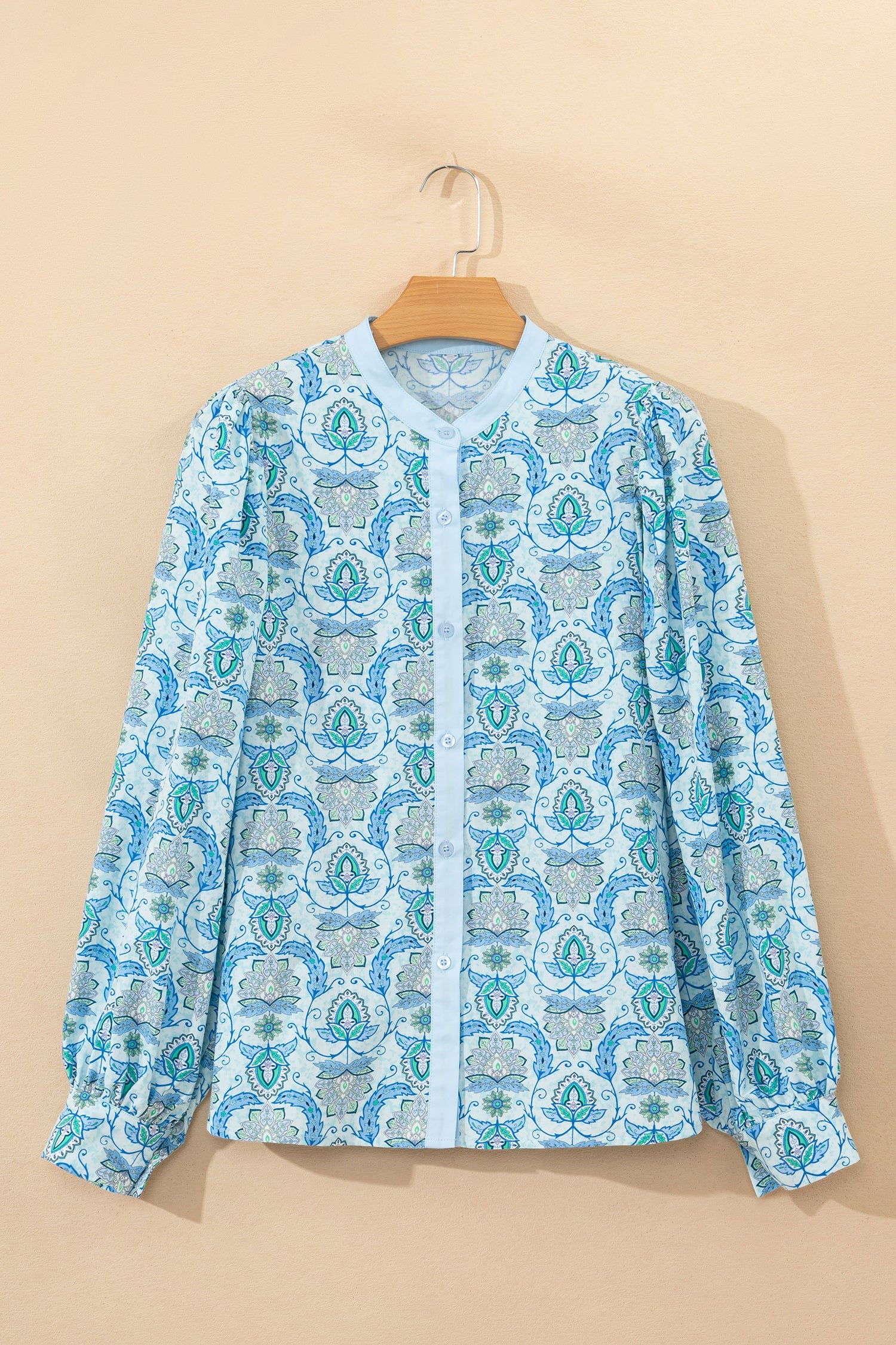 Paisley Print Puff Sleeve Loose Shirt