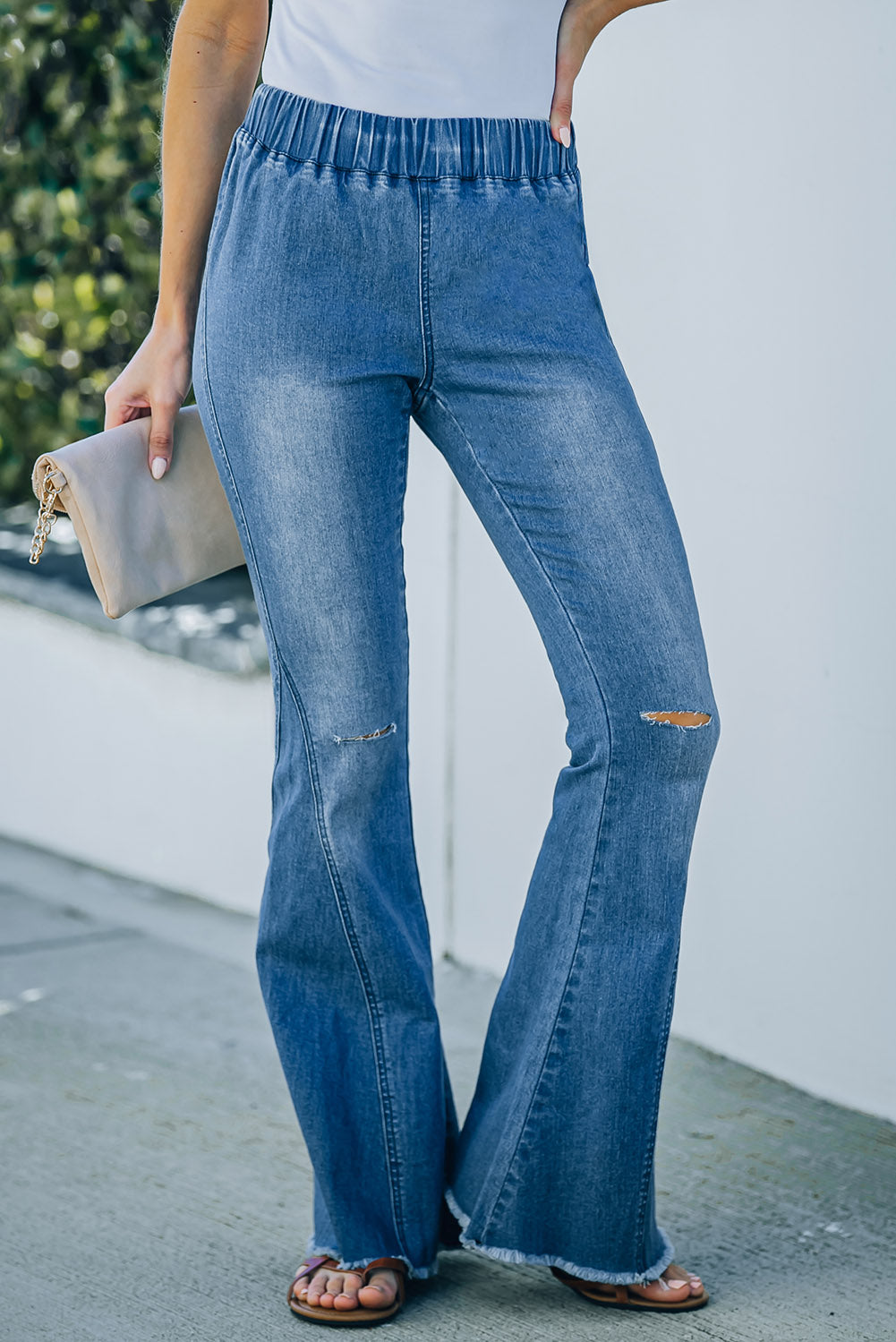 Pants featuring Bell Bottom Denim Distressed