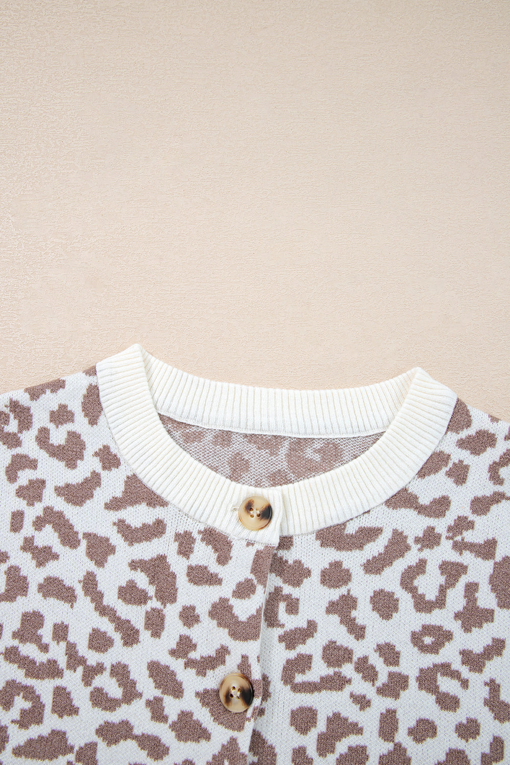 Chunky Leopard Drop-Shoulder Knit Cardigan Knit Top