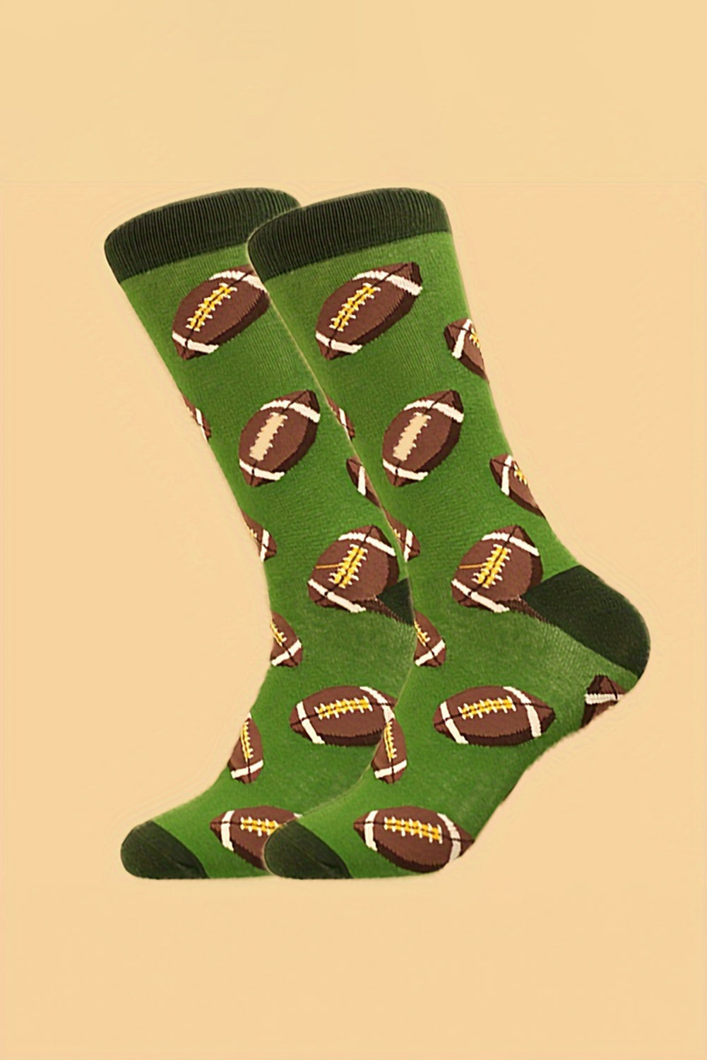 Rugby Football Print Mid-length Socks