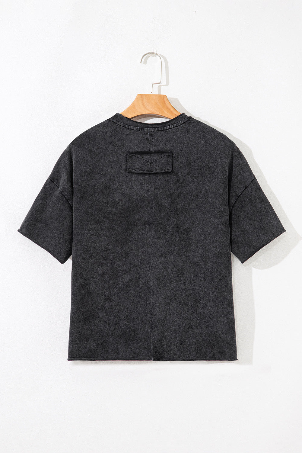 Floral Embroidered Mineral Wash Crew Neck T Shirt