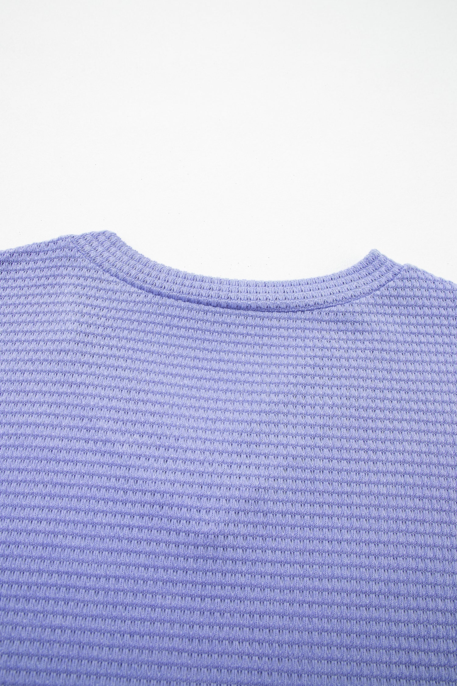 Waffle V-Neck Short-Sleeved Knit Top