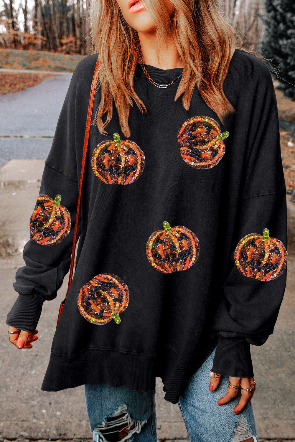 Women's Baggy Lantern Split Hem Sweatshirt