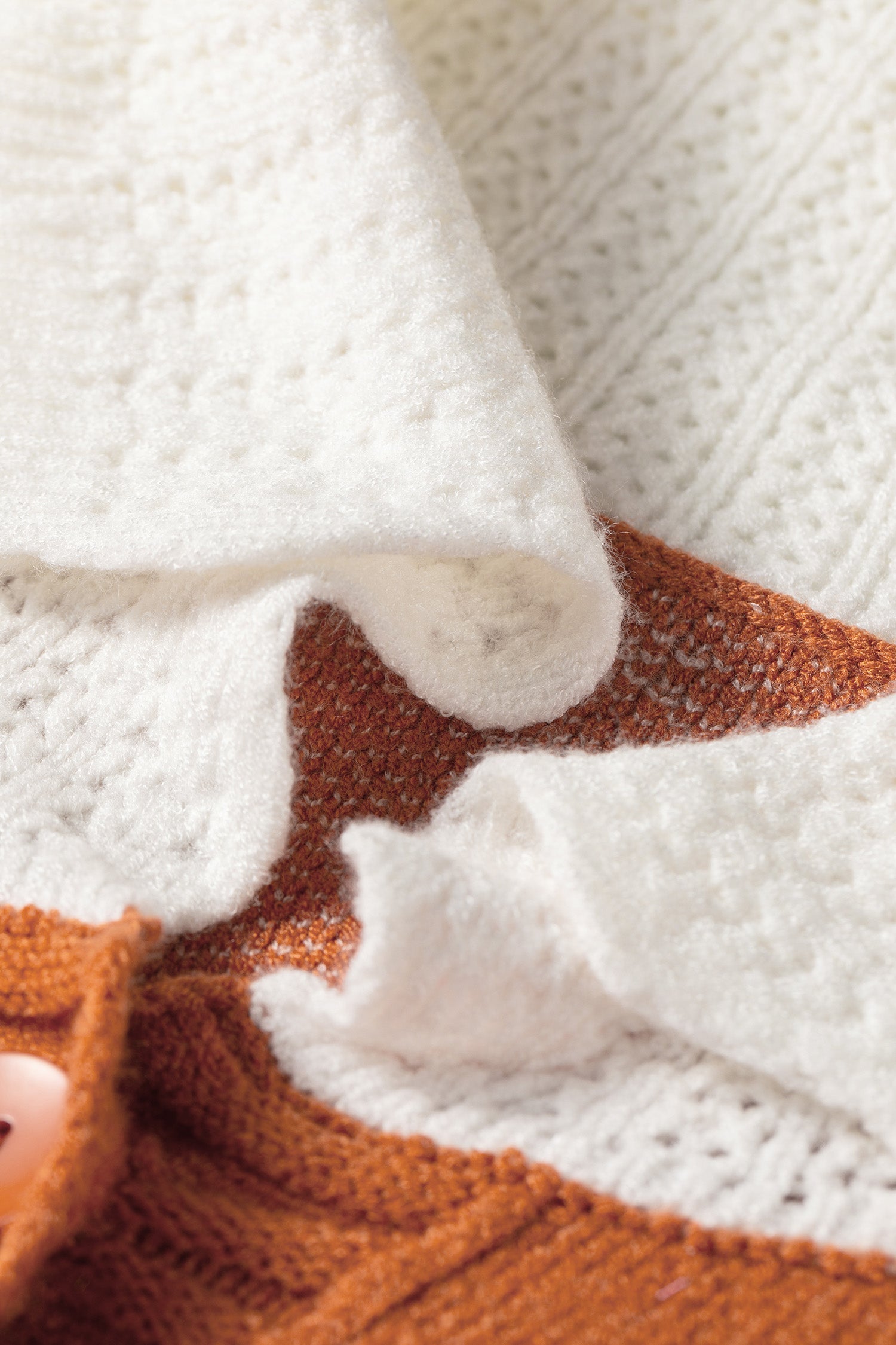 Peter Colorblock Pan Collar Long-Sleeved Knitwear Cardigan in Orange