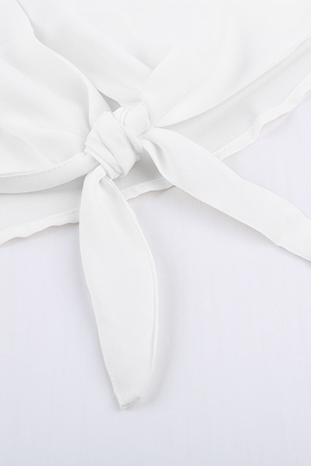 Women's Forever Tonight Button Down Tie Chic White Short-Sleeve Top