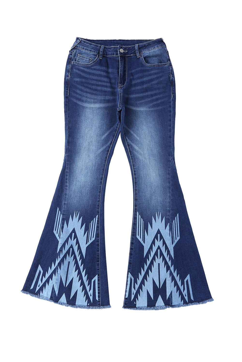 Women's Flare Jeans with Western Pattern High-Rise Rise