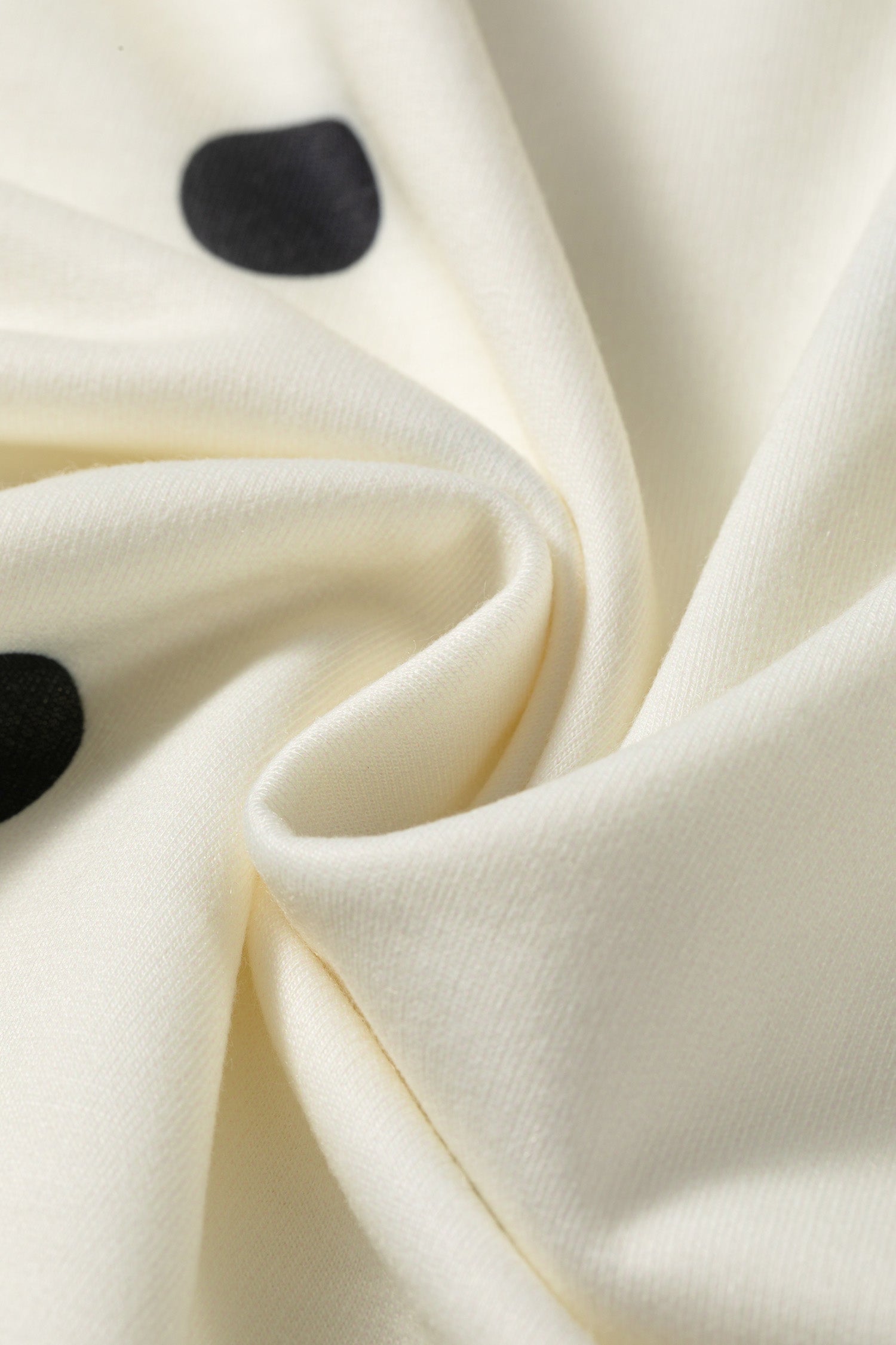 Crossed Polka-Dot Print Seam Detail Oversize Tee in Beige