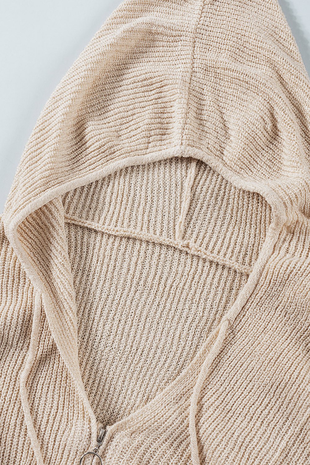 Women's Apricot Zipper Hooded Sweater