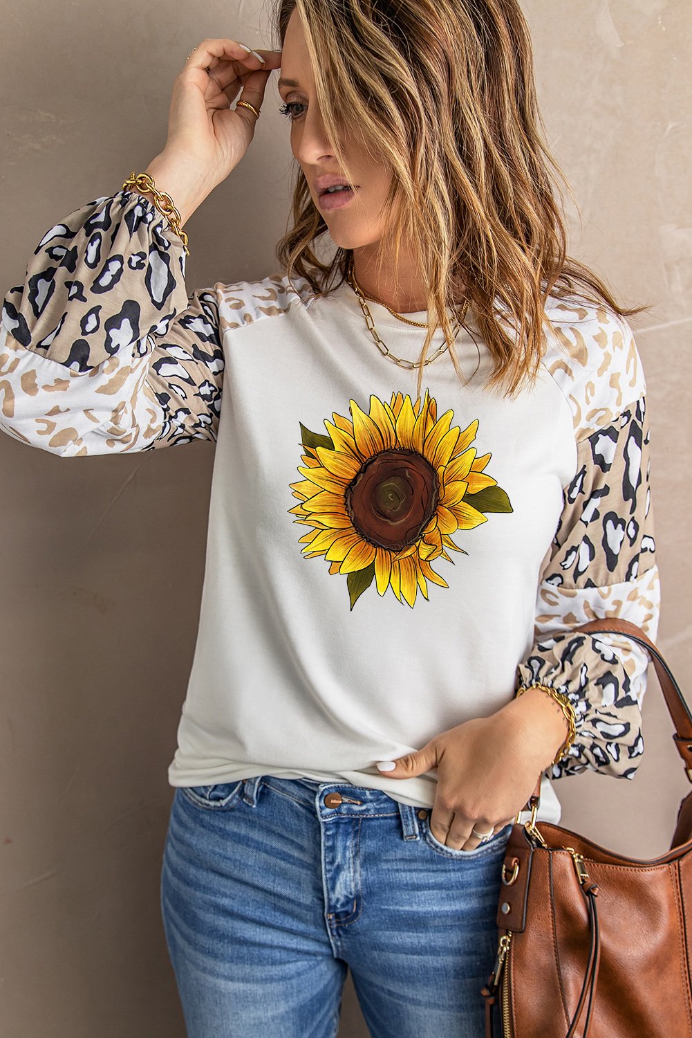 Women's Top Featuring Sunflower Graphic-Print Animal