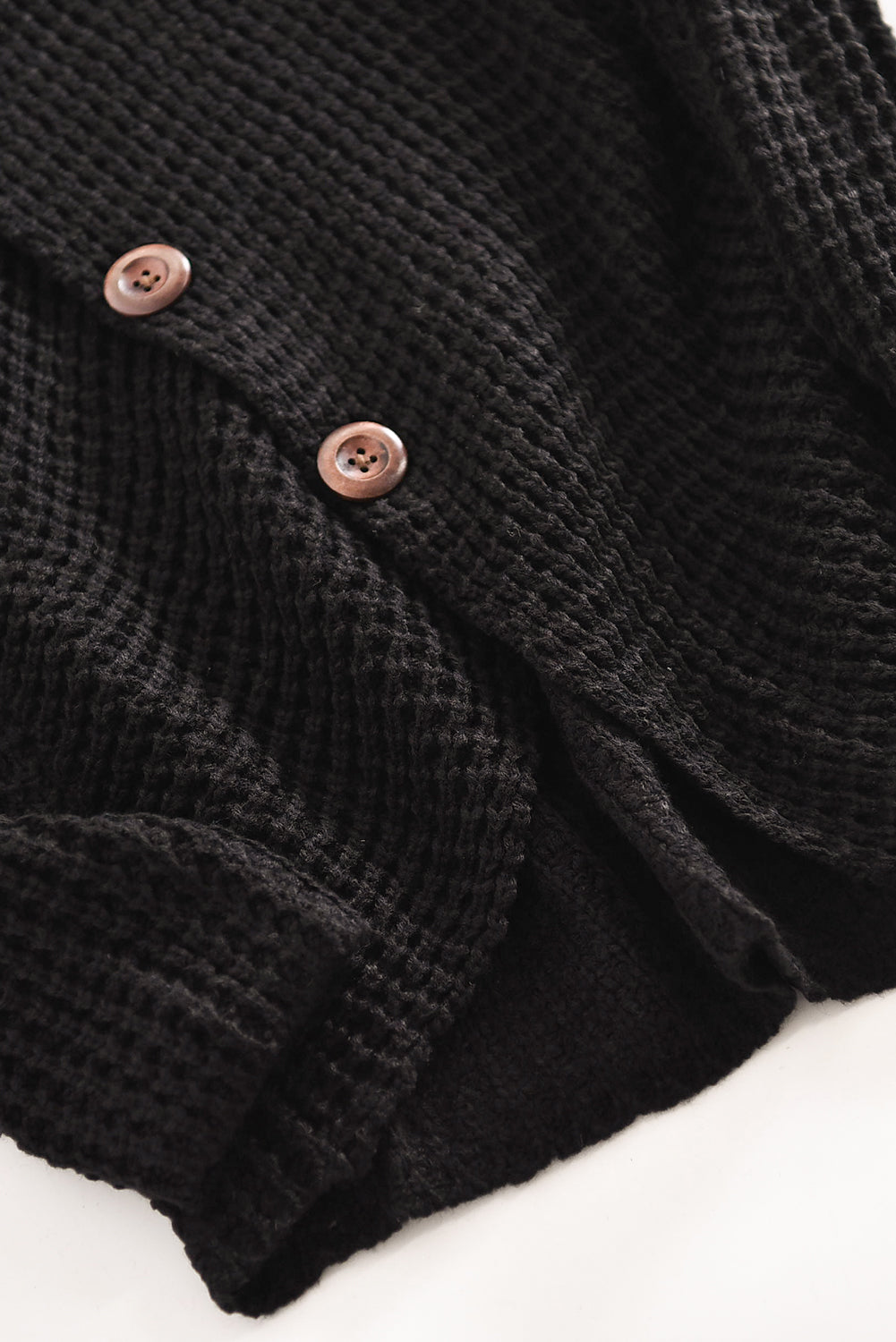 Women's Turtleneck Sweater with Black Button-Front Wrap