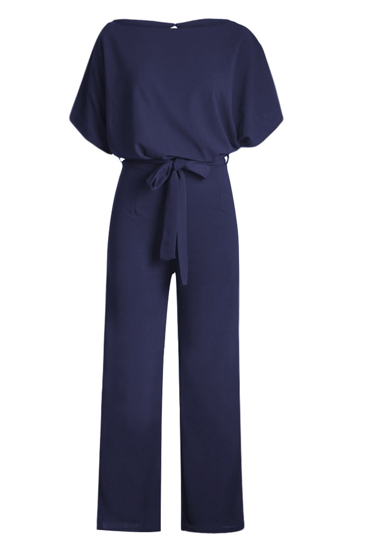 Women's Leg Jumpsuit Featuring Chic Blue Oh So Glam Belted Wide