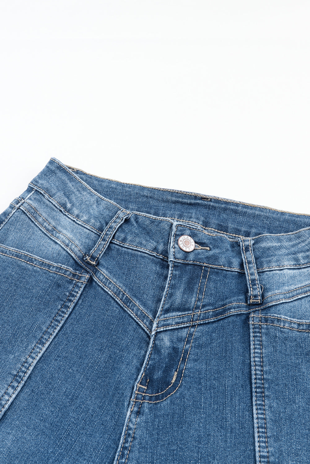 Women's Flare Jeans Featuring Seam Stitching Pocket Blue High-Rise