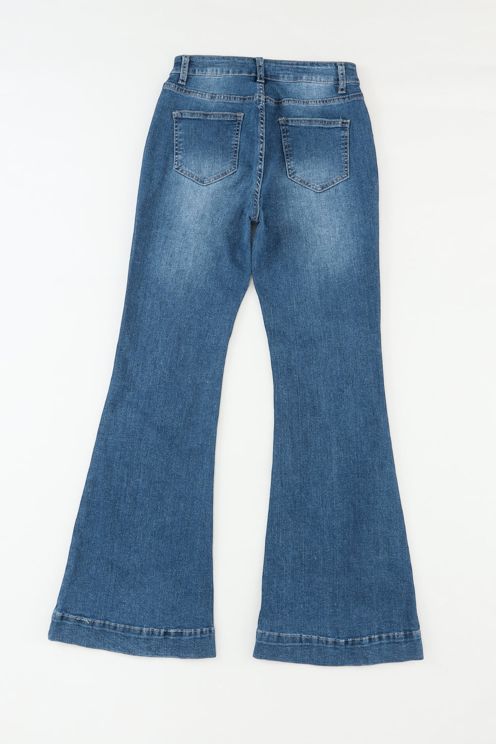 Women's Flare Jeans Featuring Seam Stitching Pocket Blue High-Rise