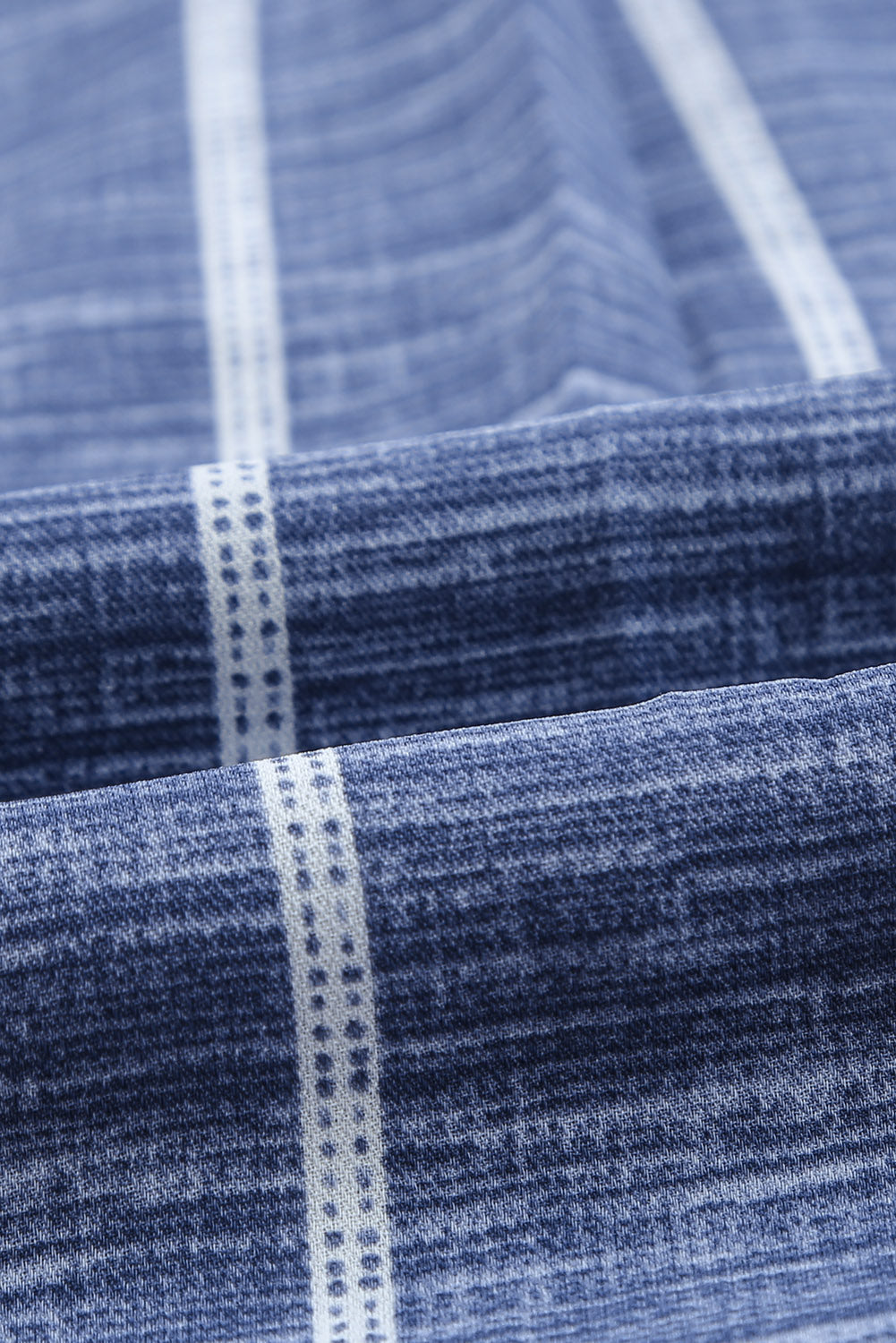Women's Pocket Long-Sleeve Blue Striped V Neck Tops