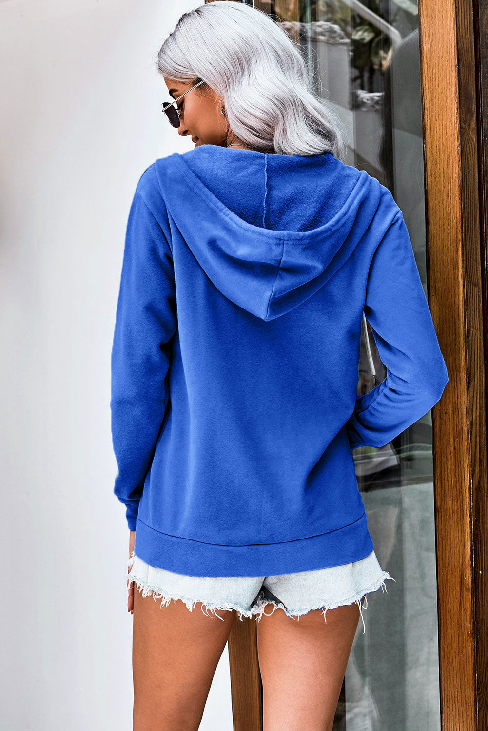 Jacket for Women Hoodie Everyday Blue Zip-Front