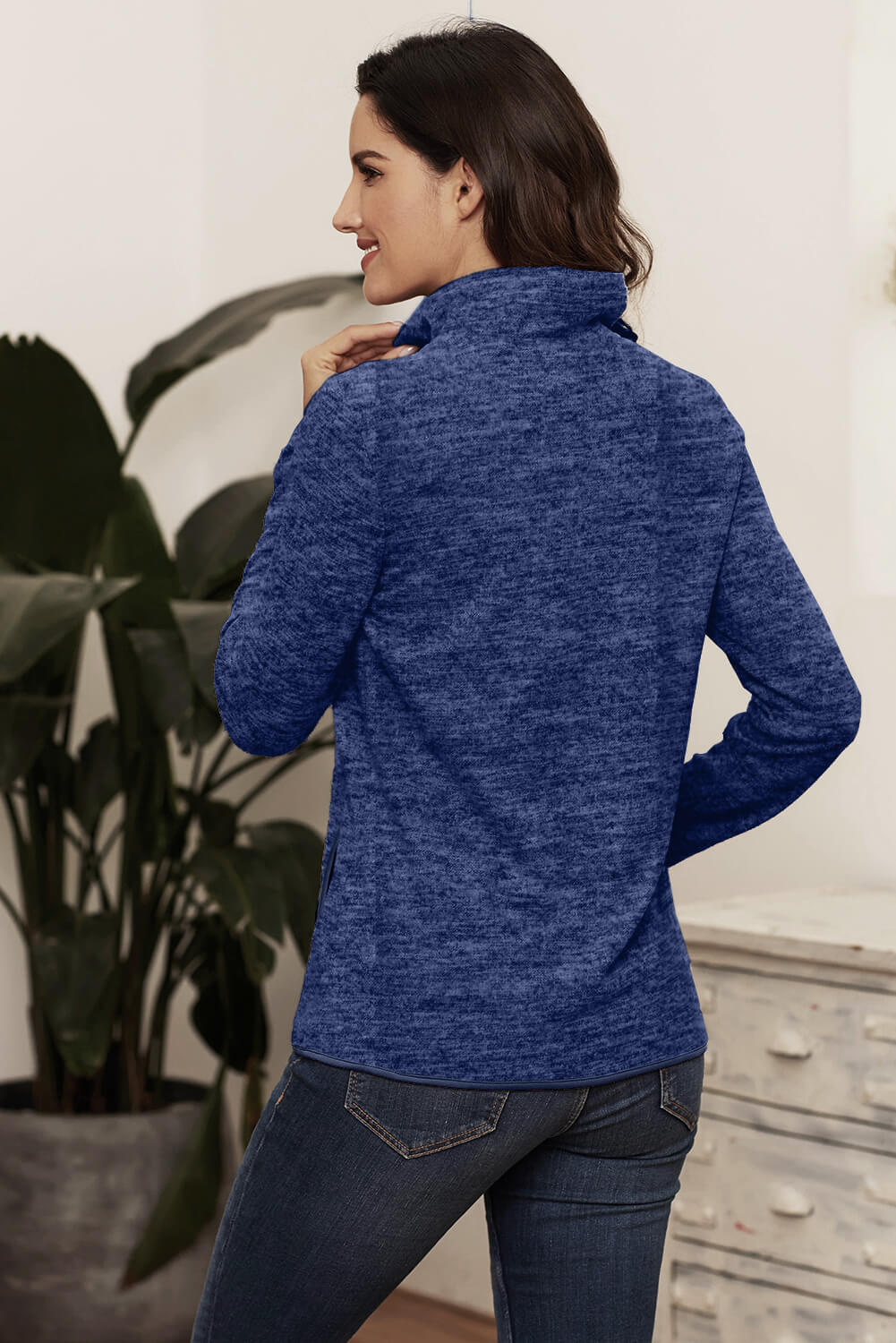 Pullover Sweatshirt for Women Everyday Blue Quarter Zip
