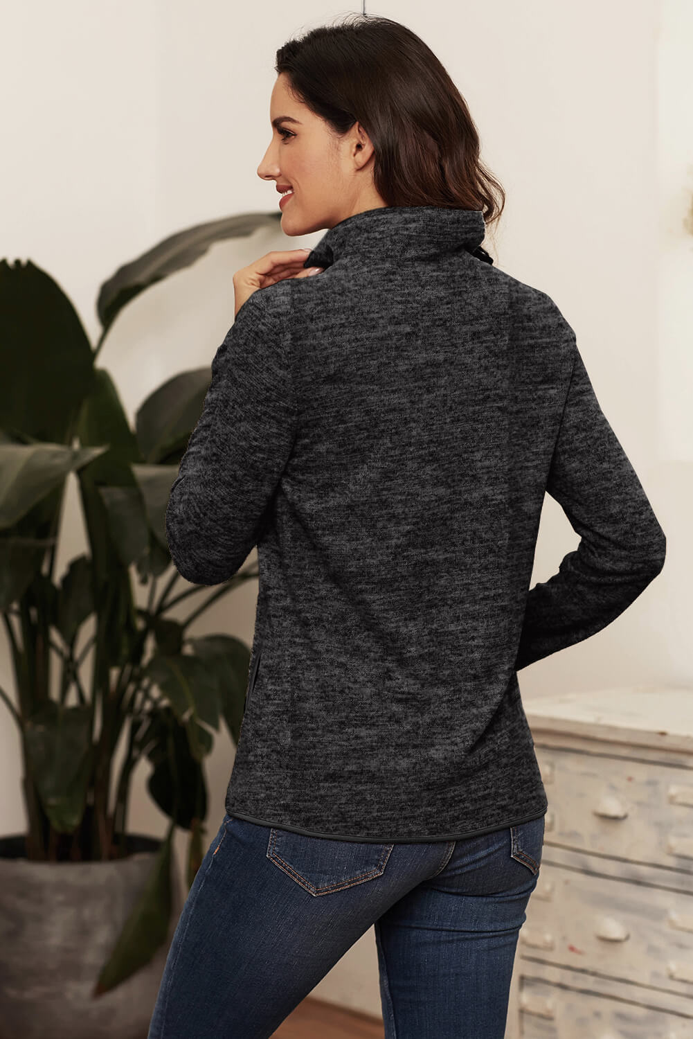 Pullover Sweatshirt for Women Everyday Charcoal Quarter Zip