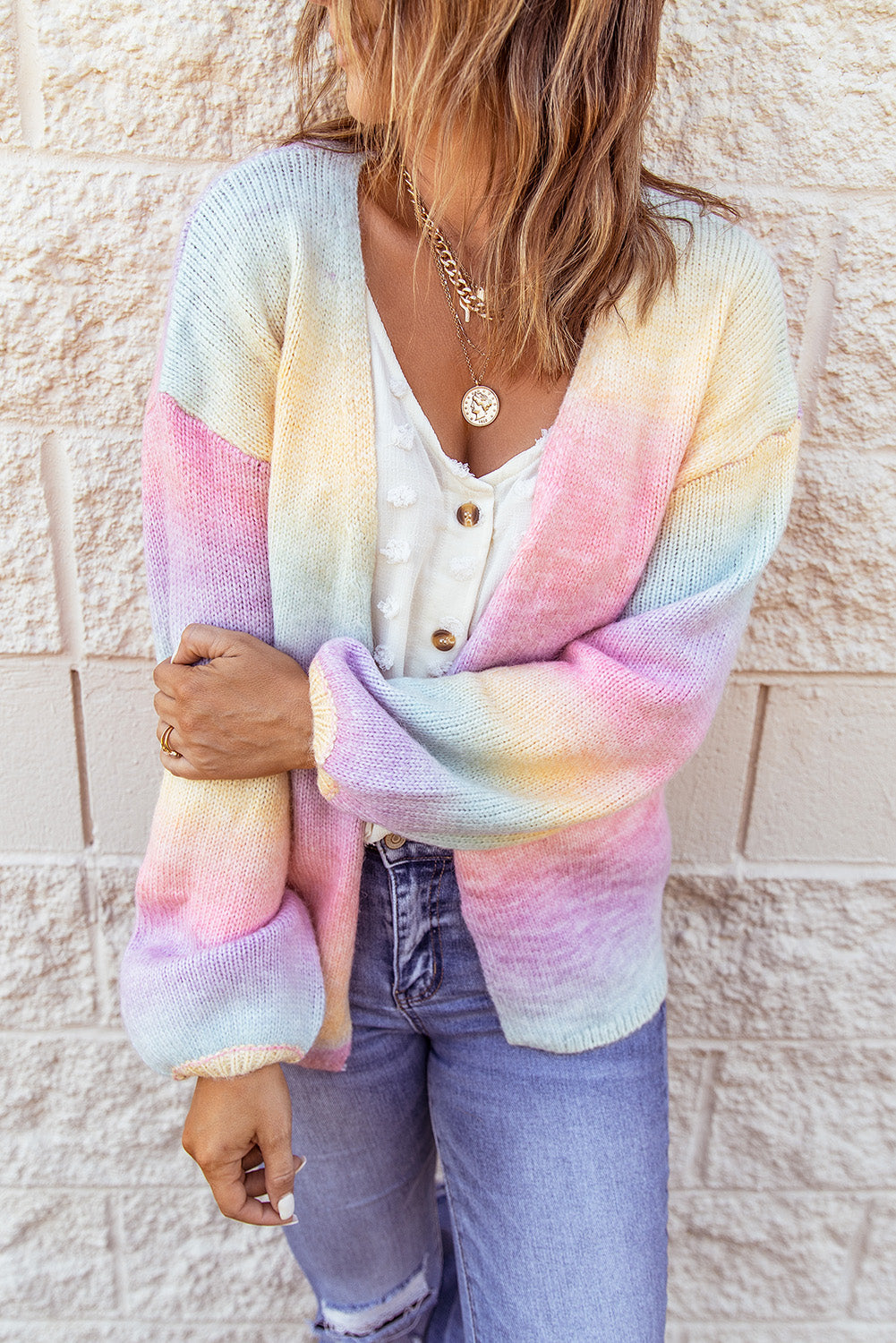 Cardigan for Women Ombre Tie-dye Wool
