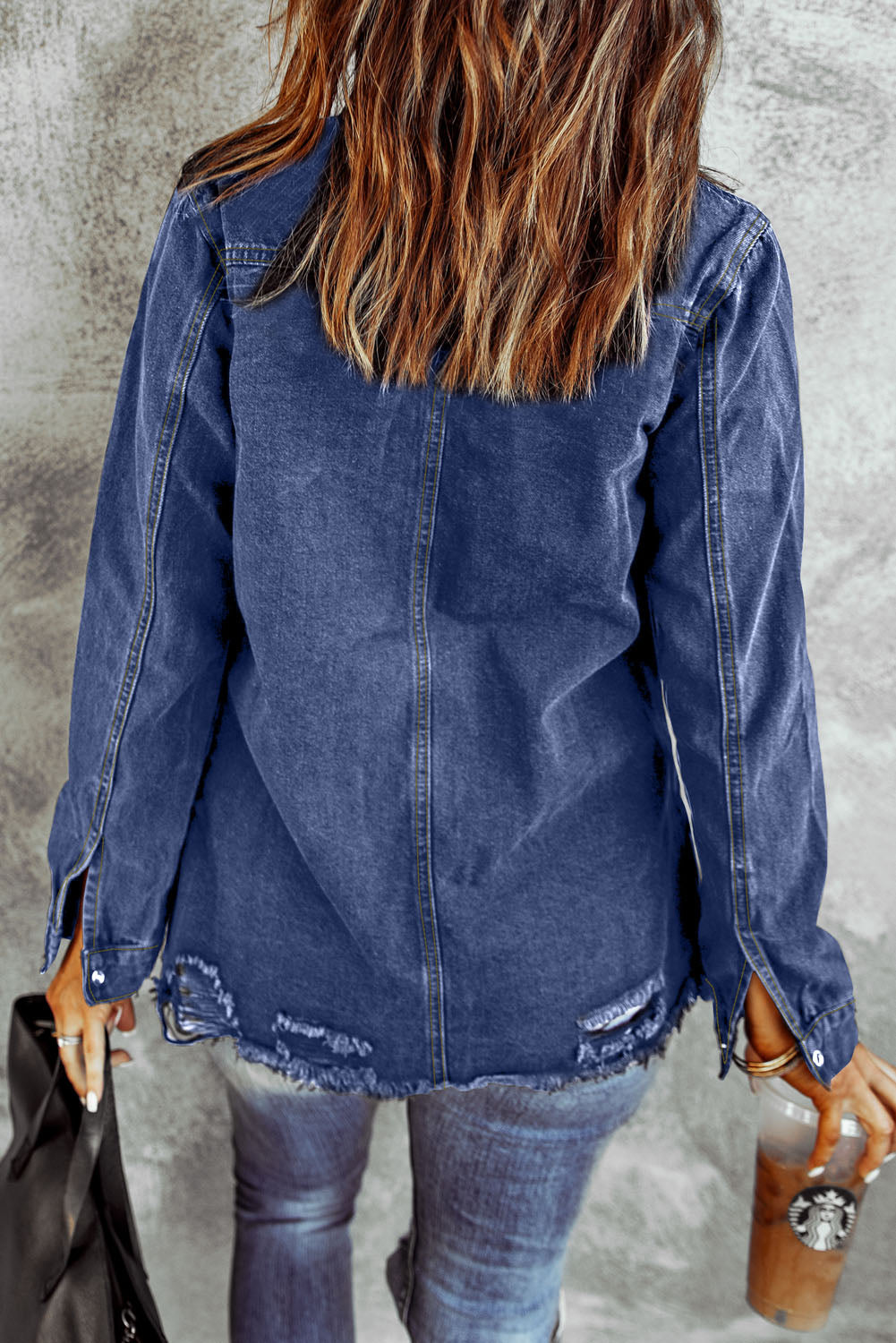 Women's Dark Blue Denim Jacket Shacket