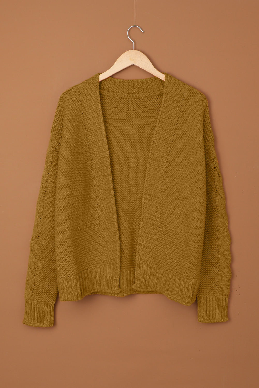 Women's Knit Cardigan with Fahion Brown Open Front Chunky