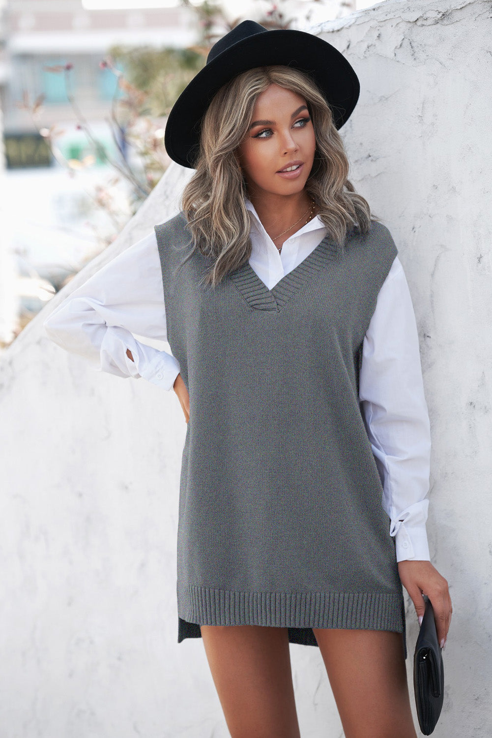 Vest for Women Gray Sweater