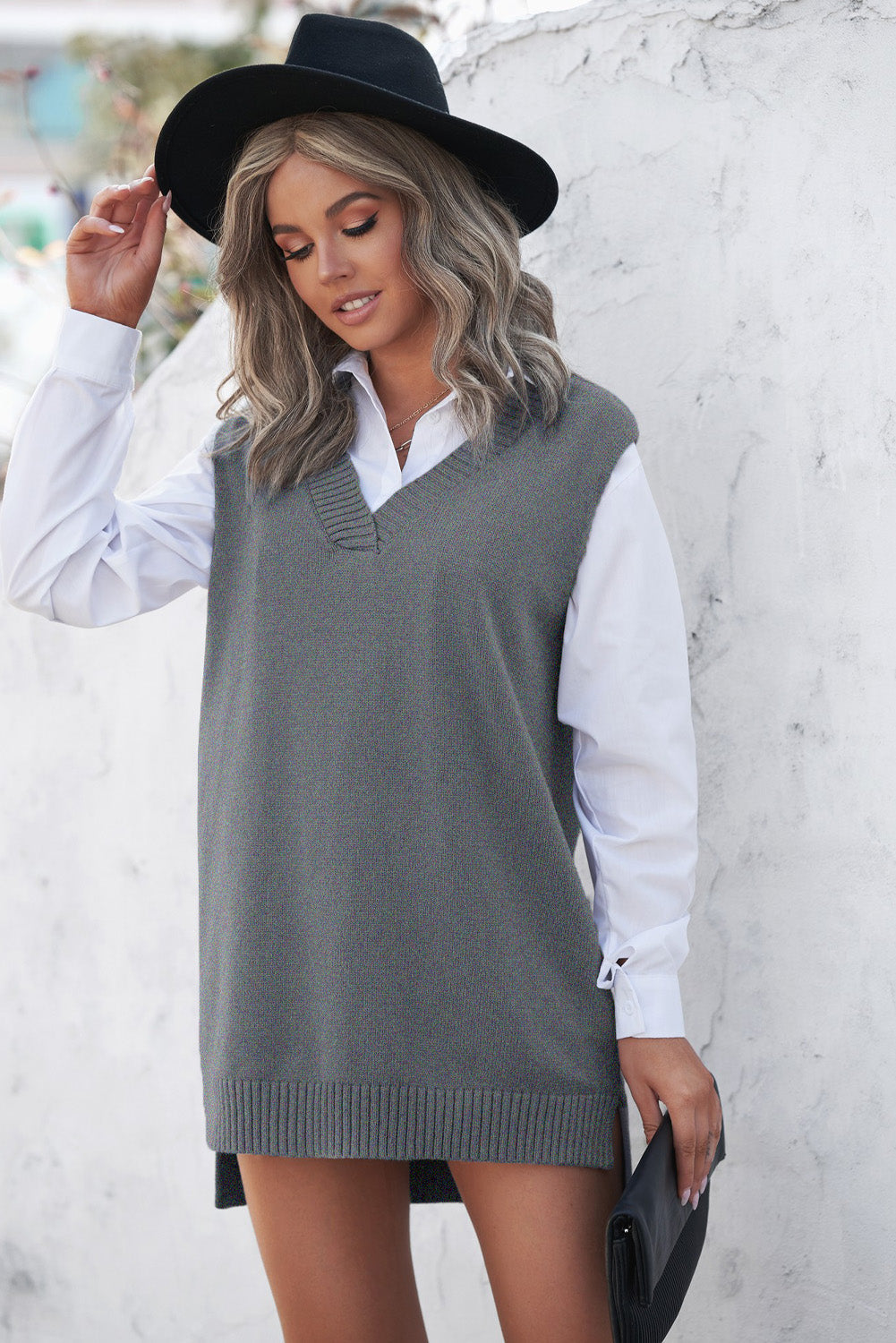 Vest for Women Gray Sweater
