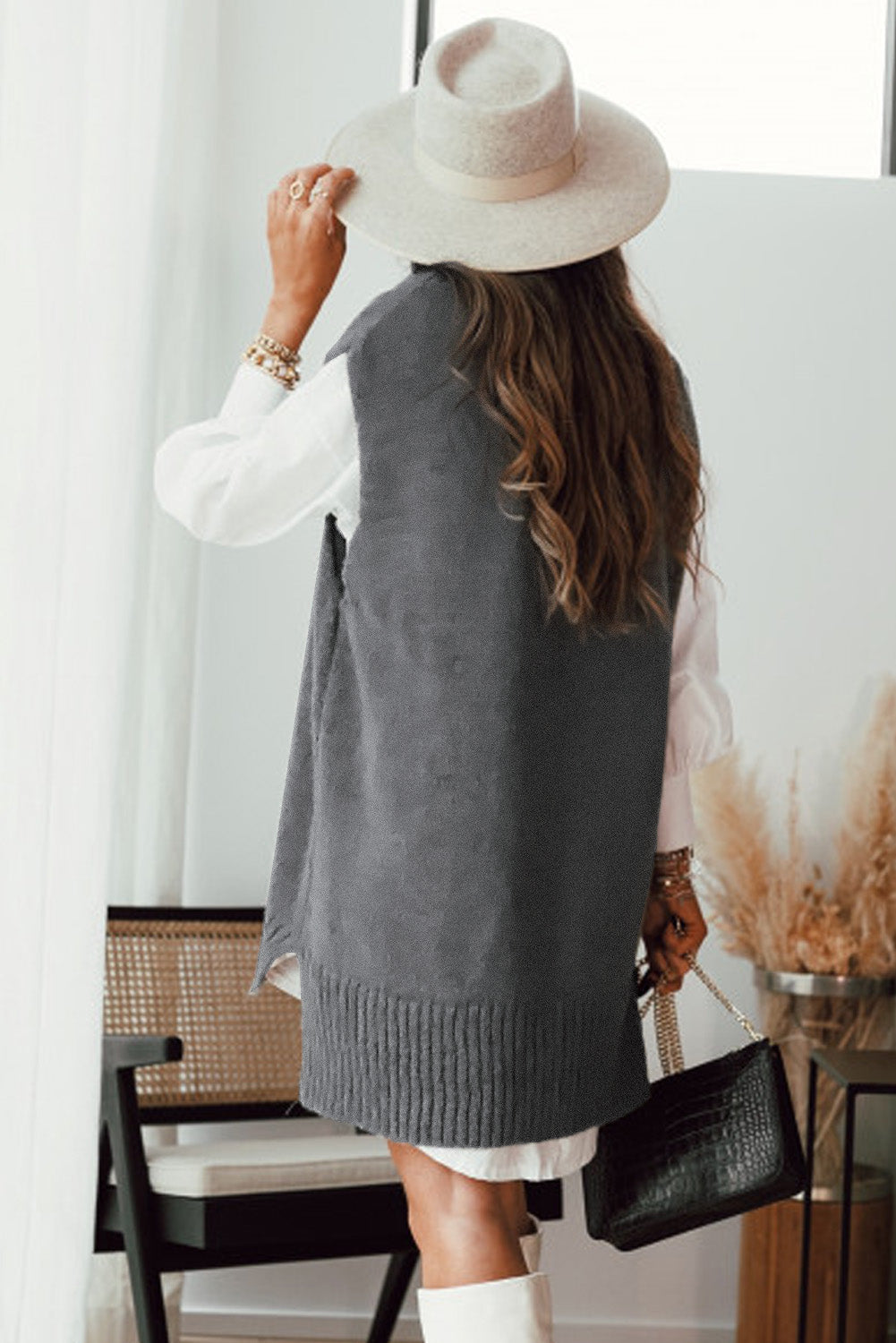 Vest for Women Gray Sweater
