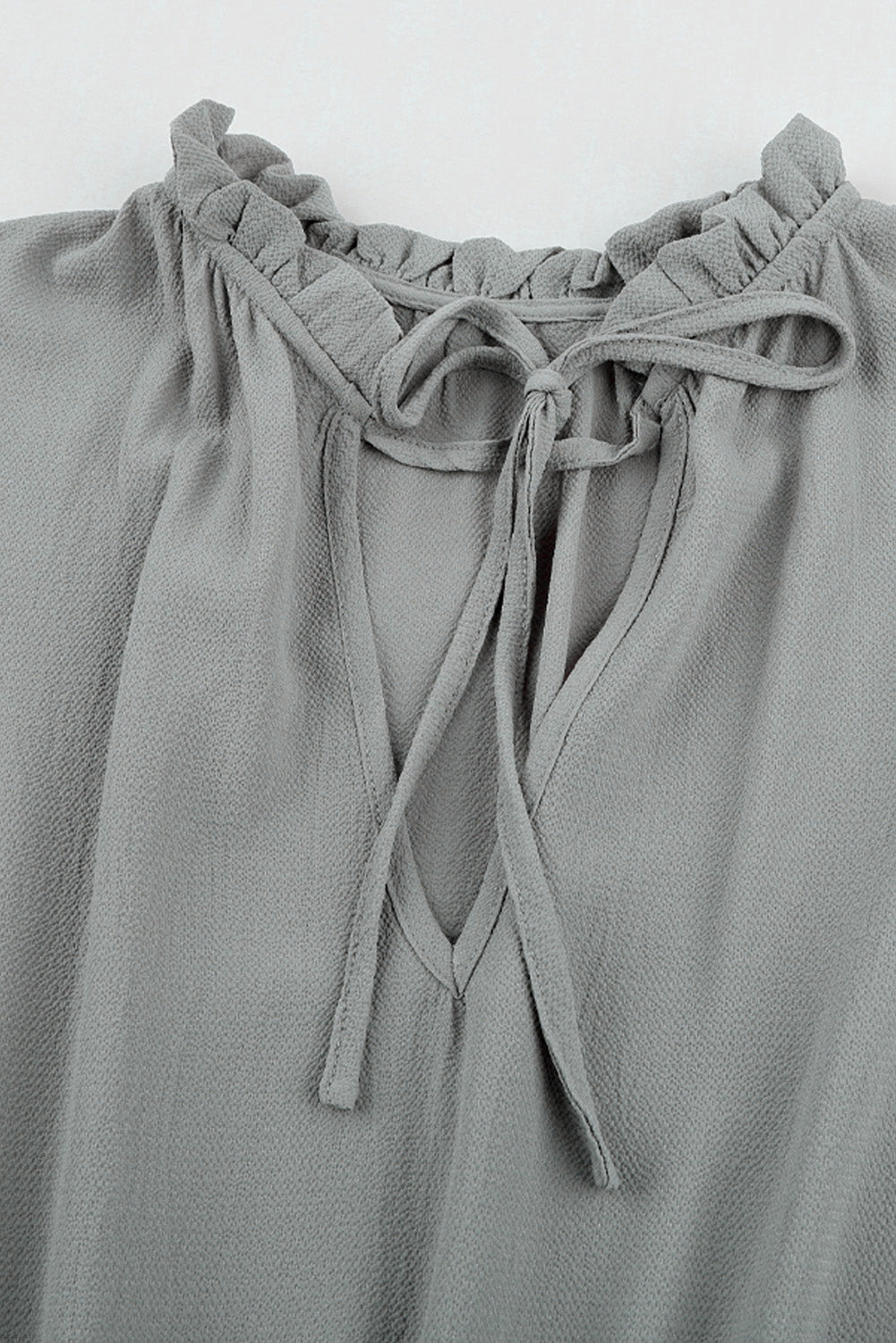 Women's Everyday Gray V Neck Long-Sleeve Ruffle-Trimmed Layered Mini Dress