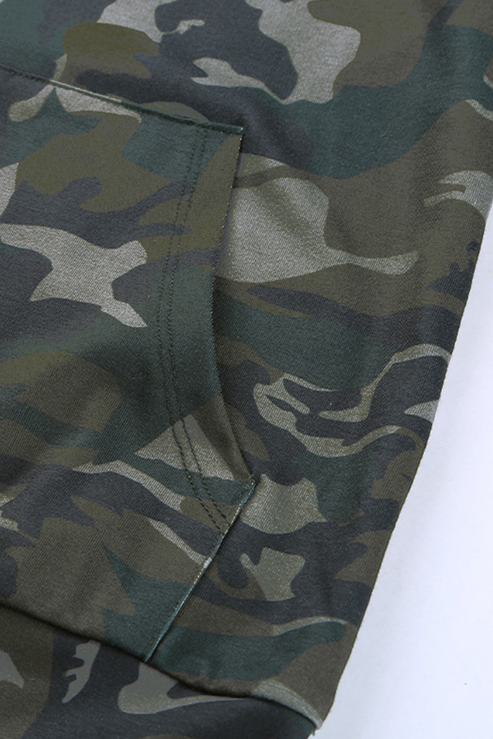 Women's Hoodie Featuring Kangaroo Pocket Green Camouflage-Print