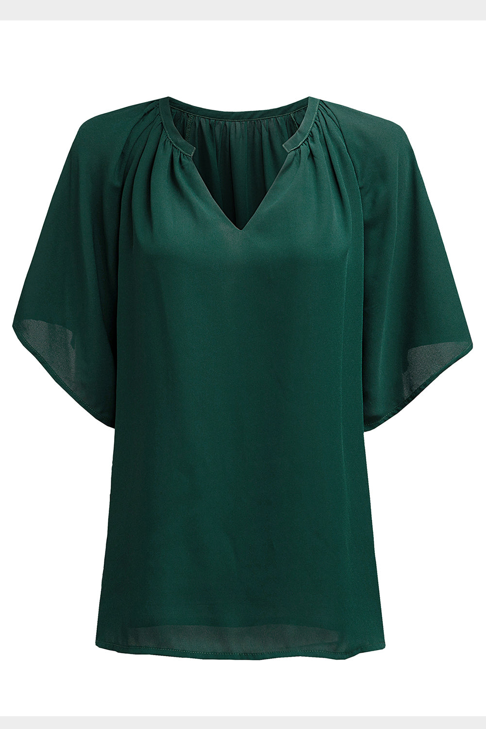 Women's Green Pleat-Detail Loose Top