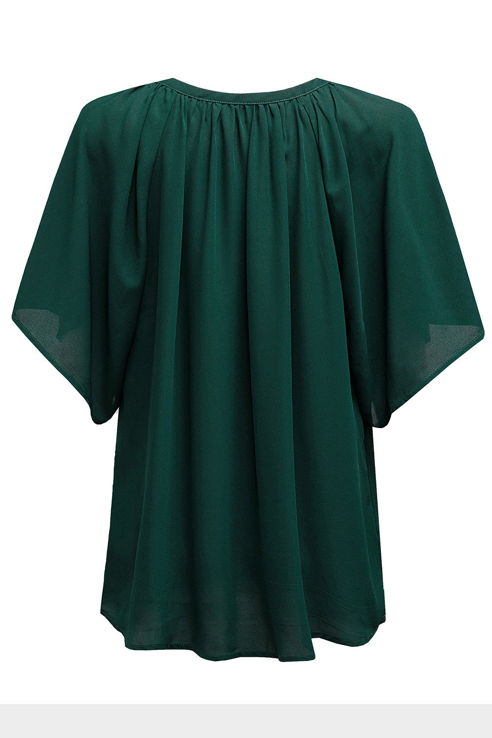 Women's Green Pleat-Detail Loose Top