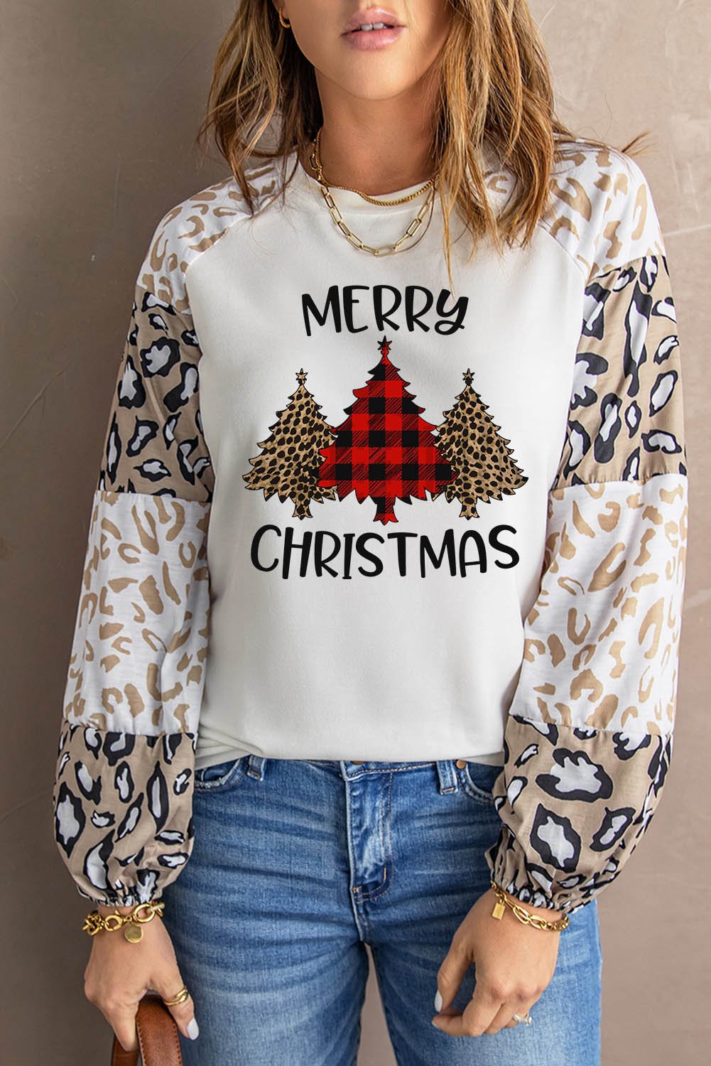 Women's Top Featuring Long-Sleeve Merry Christmas
