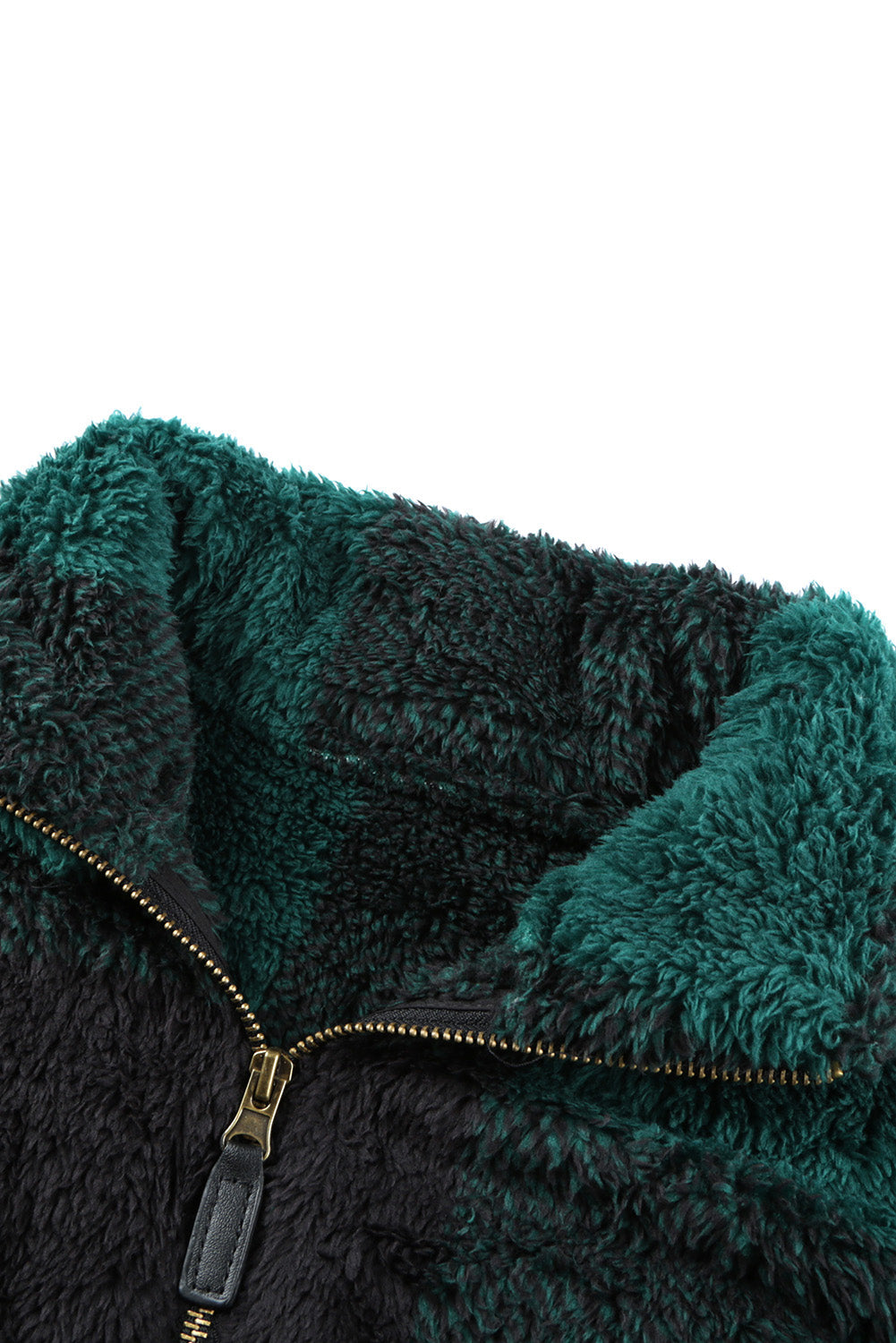 Women's Pullover Sweatshirt with Zip Collar Plush Women's Winter Green Plaid