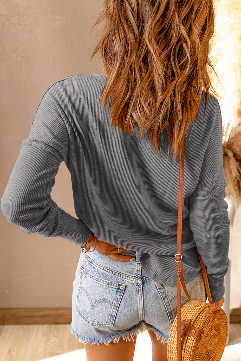 Women's Top Featuring Gray Long-Sleeve