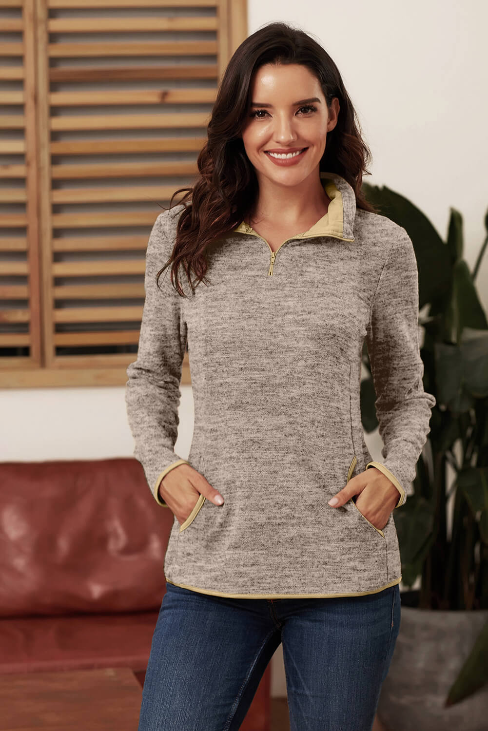 Women's Pullover Sweatshirt with Women's Everyday Khaki Quarter Zip