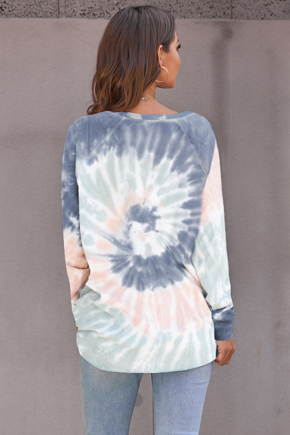 Women's Sweatshirt Featuring Ombre Tie Dye Loose Everyday Multicolor