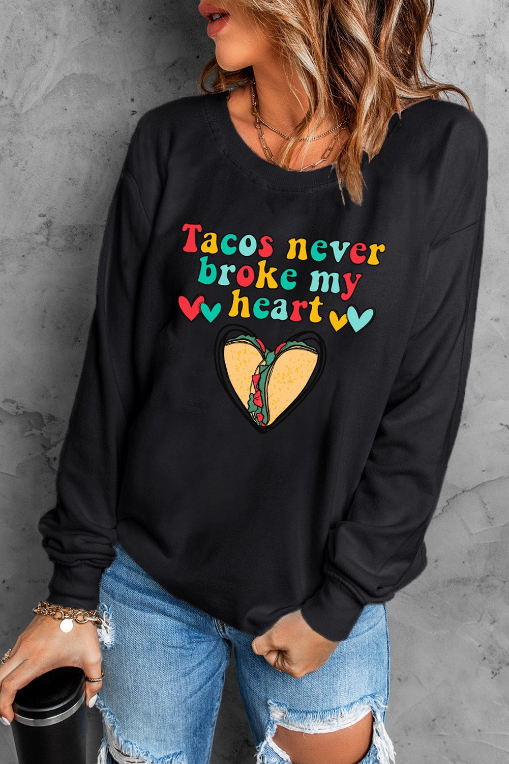 Women's Letter Graphic-Print Heart Sweatshirt