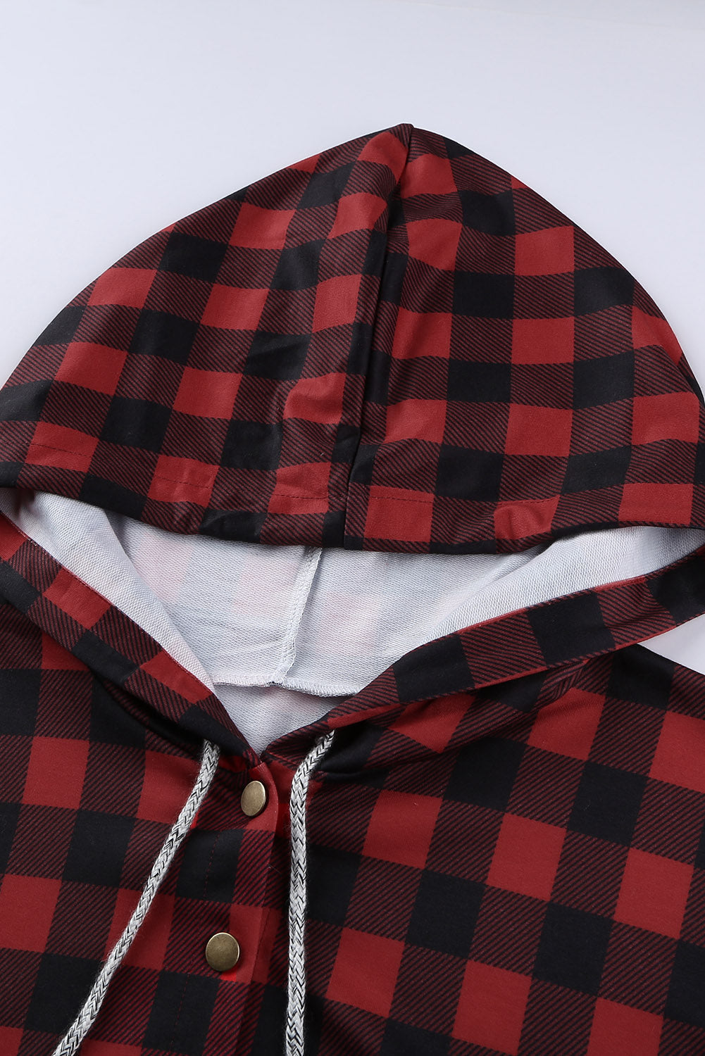 Women's Hoodie Featuring Red Plaid Gray