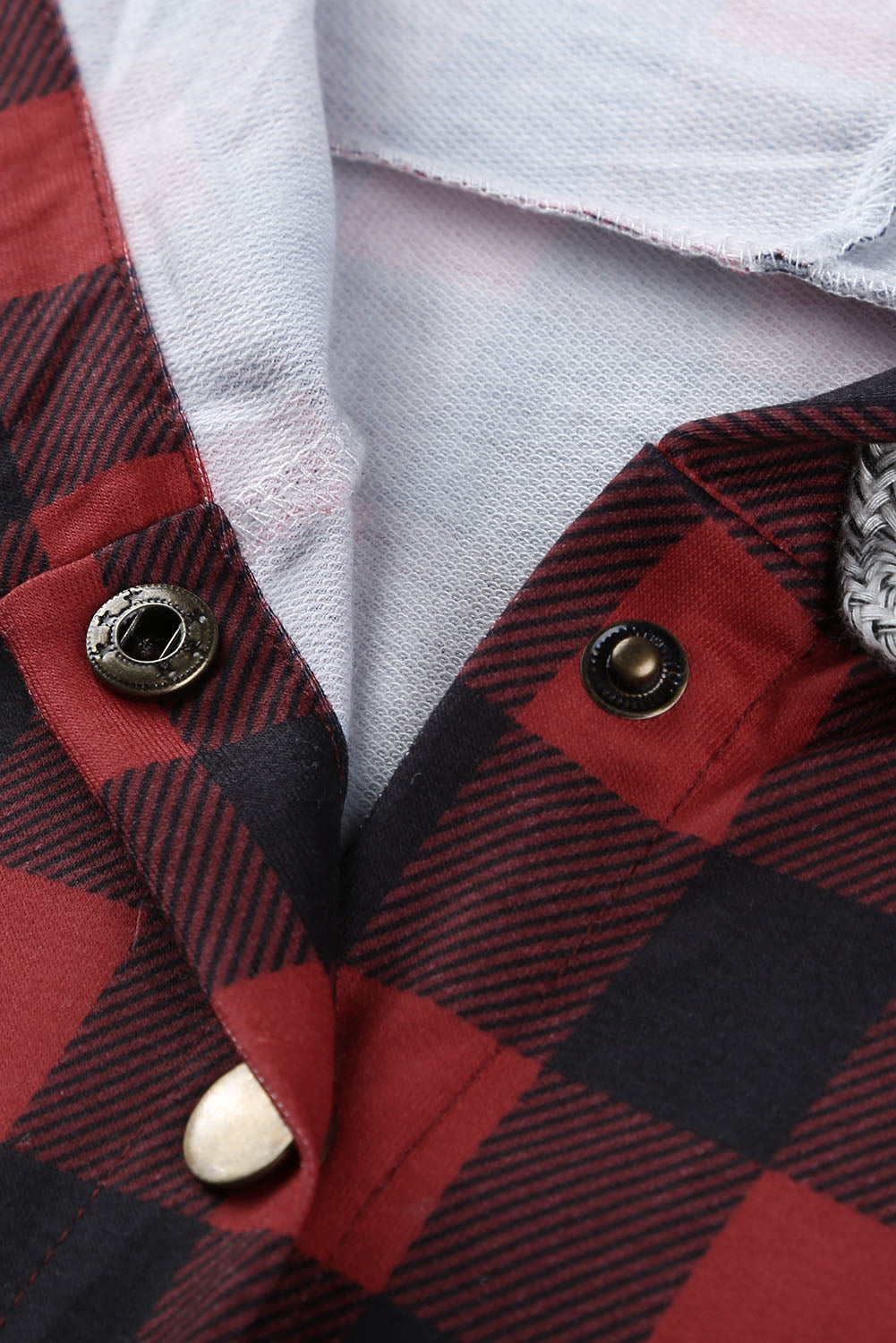 Women's Hoodie Featuring Red Plaid Gray