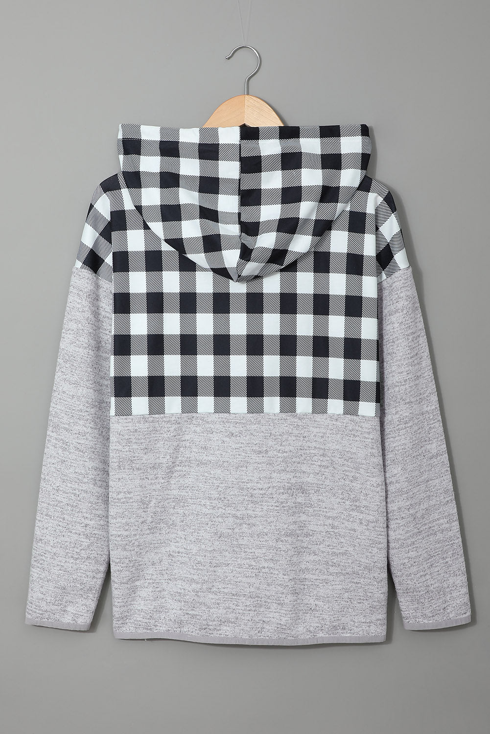 Hoodie for Women Gray Black Plaid