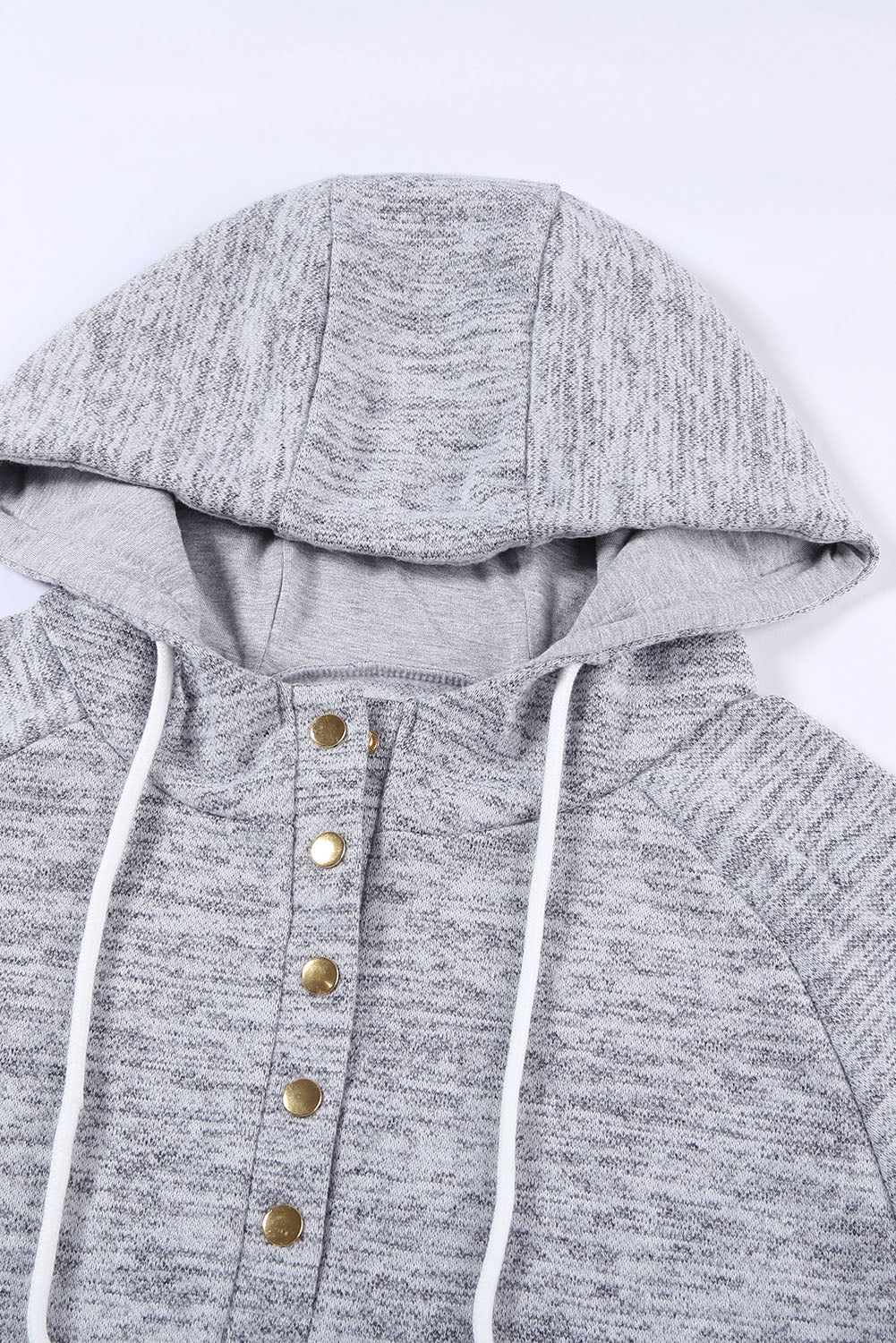 Hoodie for Women Everyday Women's Gray Pocket Design Button-Front