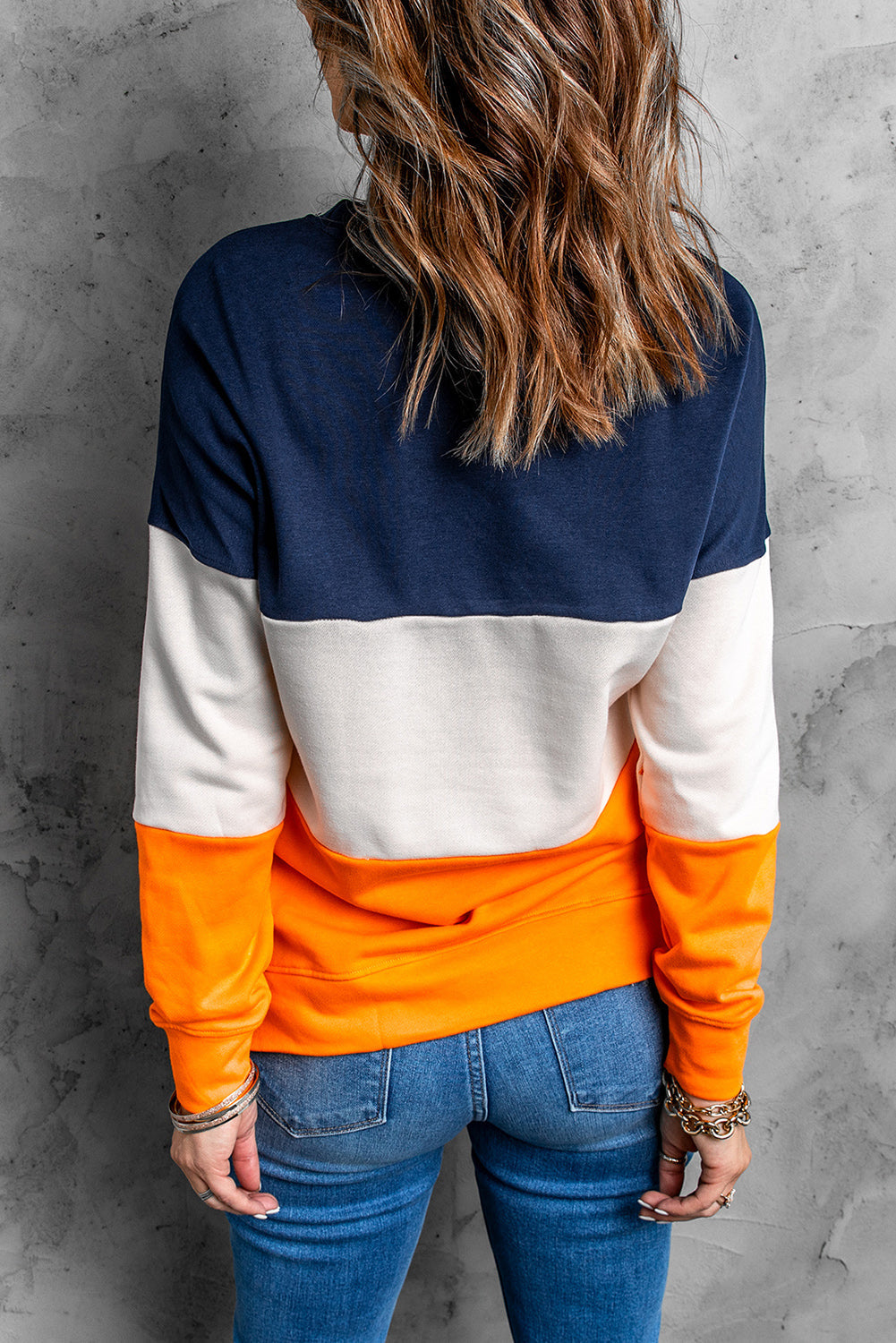 Women's Sweatshirt with Color-Block Orange