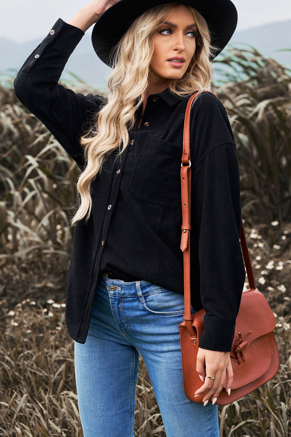 Women's Shirt with Cord Black Pocket