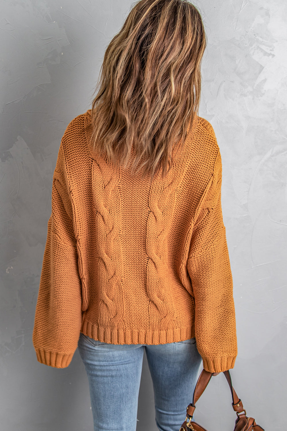 Women's Turtleneck Sweater Featuring Knitted New Yellow Handmade Cable
