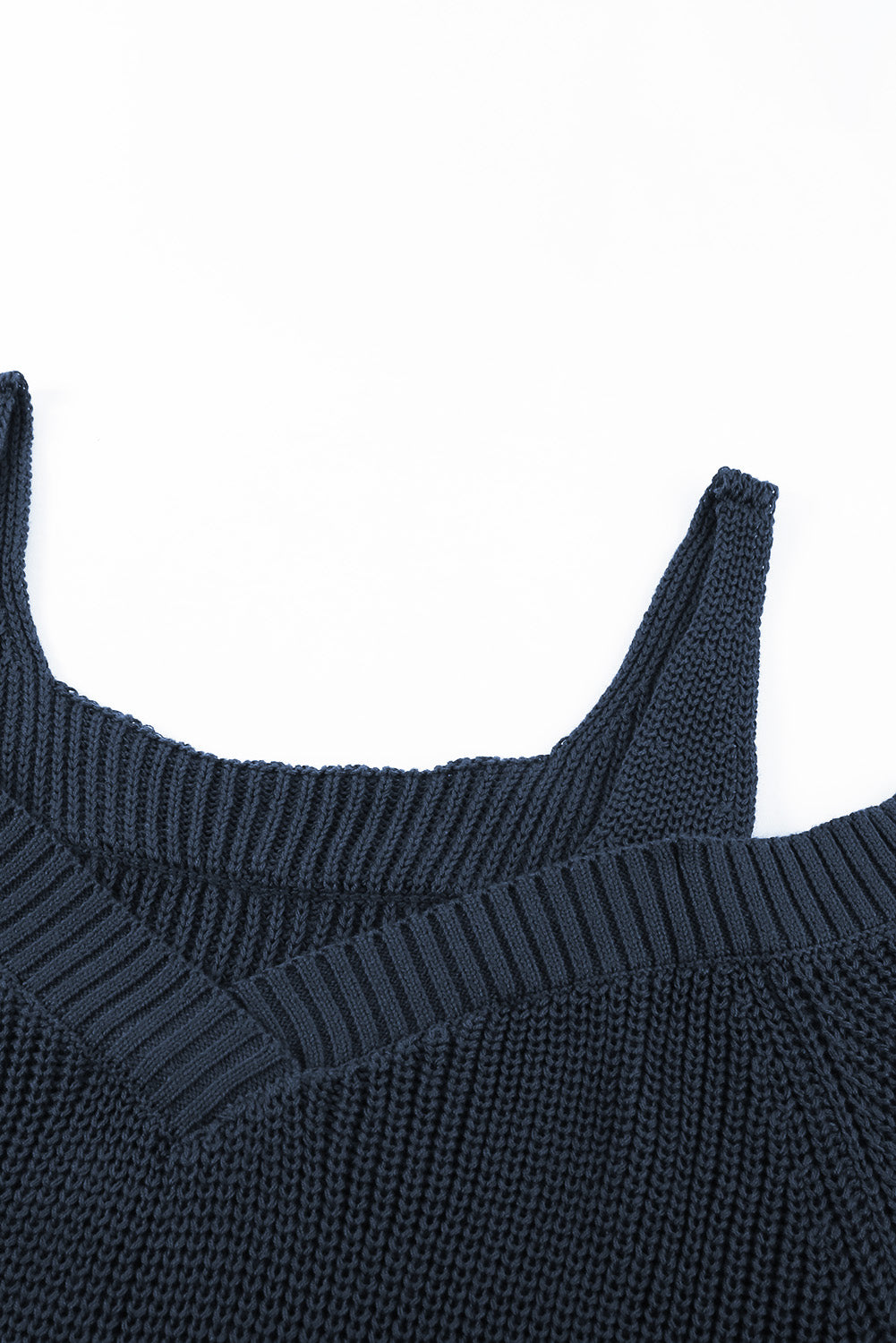 Women's Sweater Featuring Fashion Dark Blue Dew Shoulder Juliette Knitted