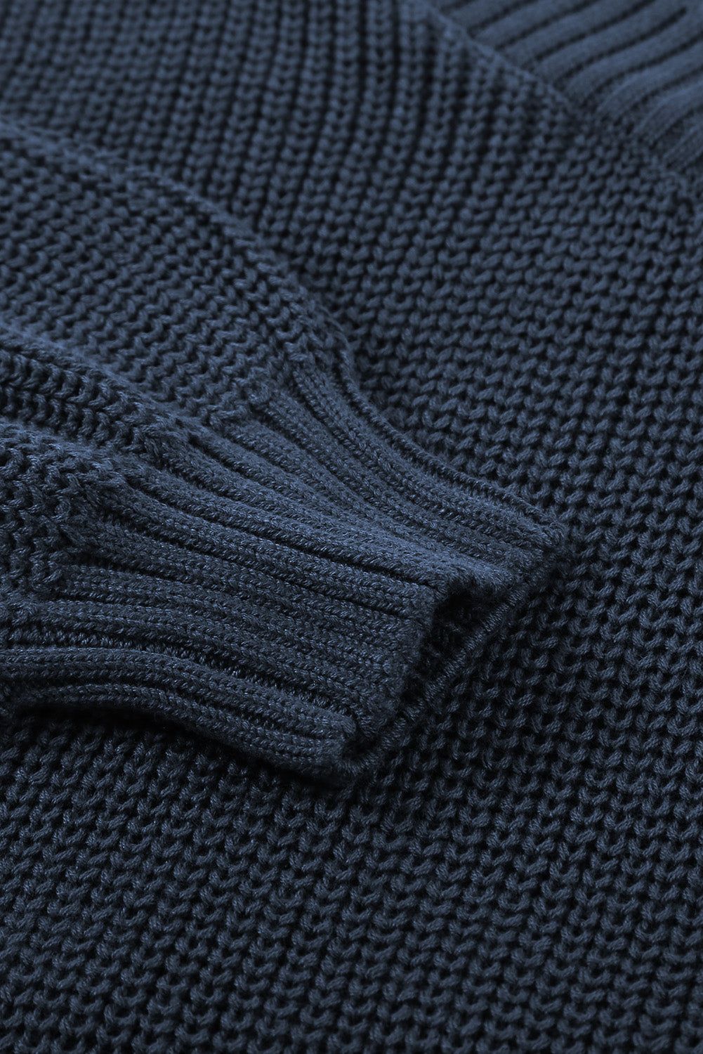 Women's Sweater Featuring Fashion Dark Blue Dew Shoulder Juliette Knitted