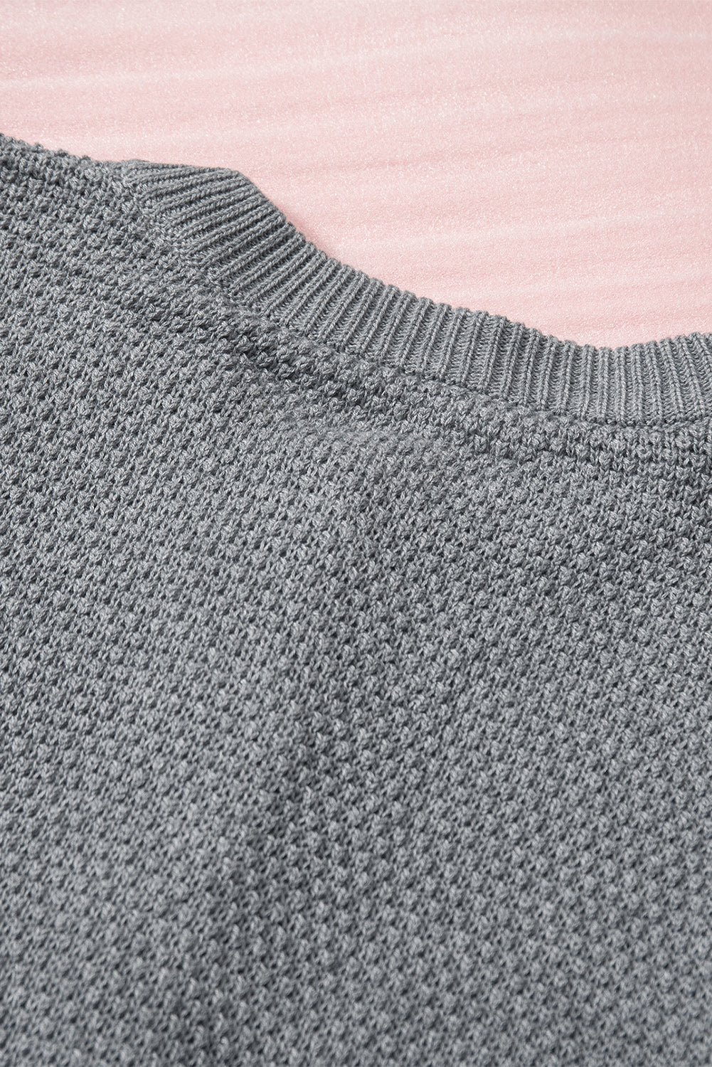 Women's Sweater with Women's Gray Henley Pullover Dropped-Shoulder Slits